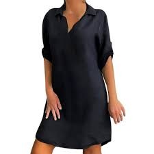 Women Long Loose Shirt Dress
